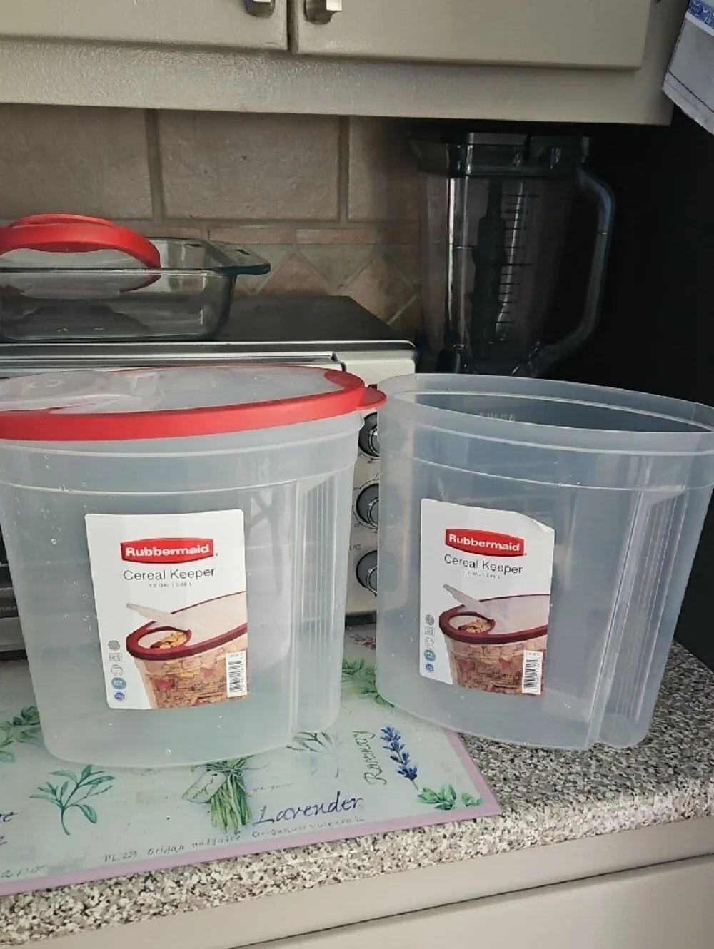 Rubbermaid Red-Lid Clear Cereal Keeper Container Set of 2